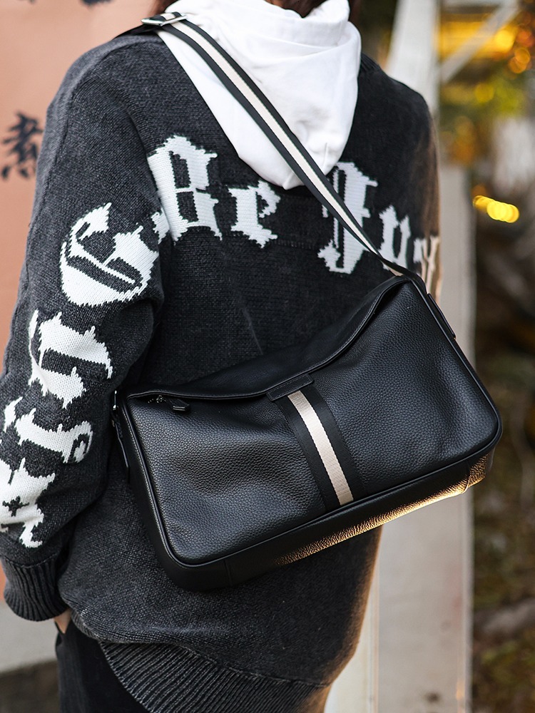 Crossbody Messenger Bags Men Horizontal Korean Real Cow Leather Handbag For Male Big Capacity Ipad Pillow Bag