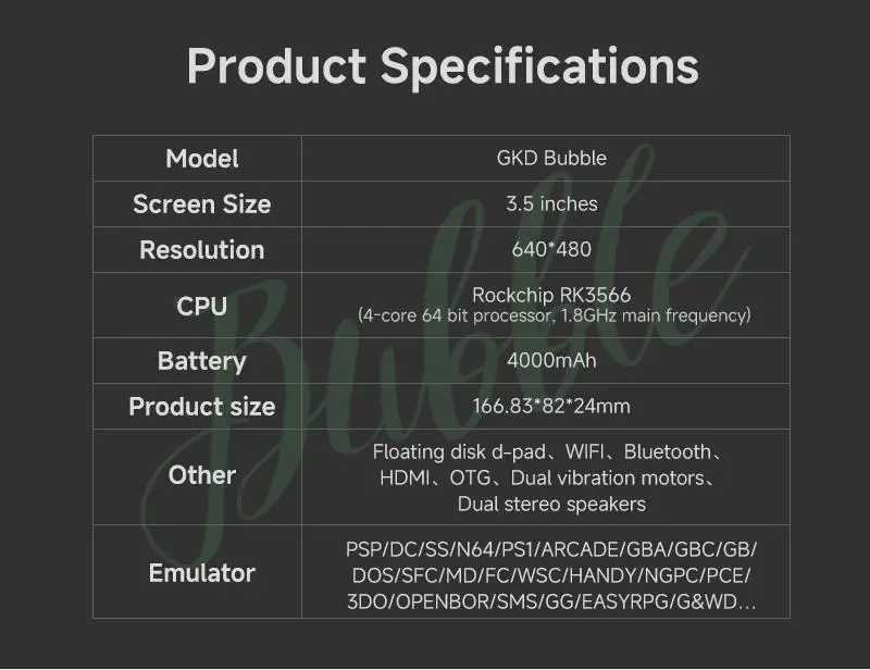 Gkd Kiddy Bubble 3.5 Inch 4000ma Rk3566 Processor Video Output Portable Retro Nostaic Handheld Game Machine.XJ241204