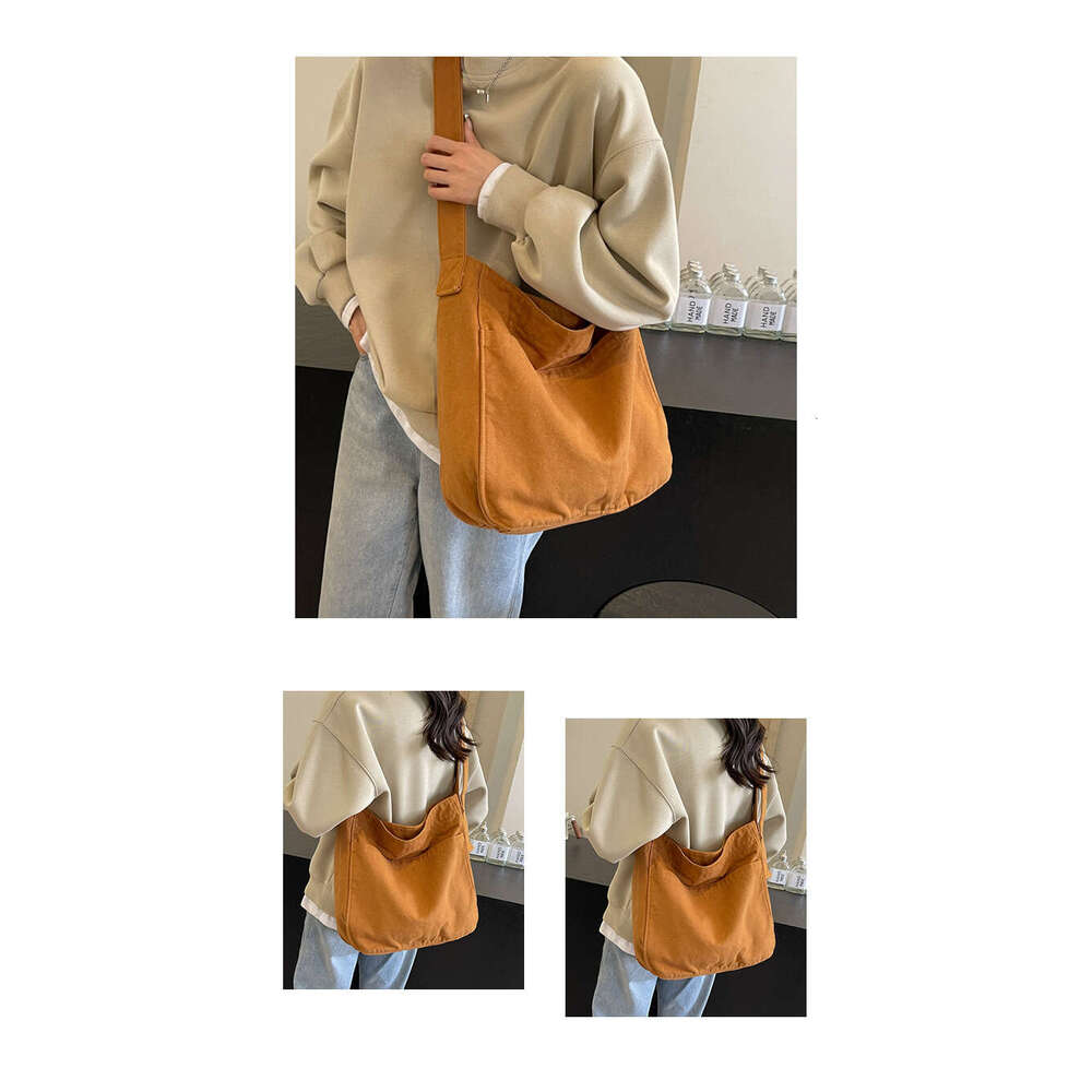 Cotton Canvas Fabric Female Students Crossbody Large Capacity Cloth Tote Bags Shoulder Bag