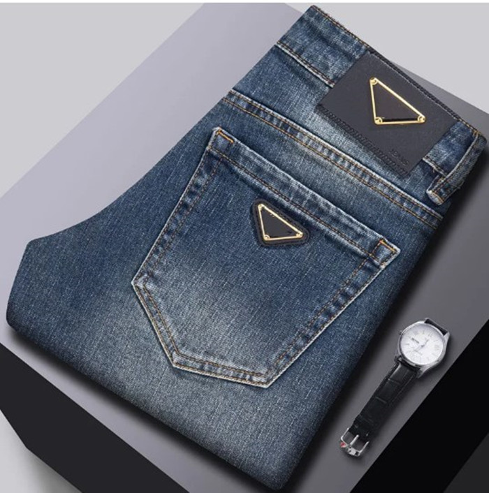 Autumn New Mens Washed Destroyed vintage men's straight classic Skinny Slim Ripped Casual Trousers Casual classic jeans