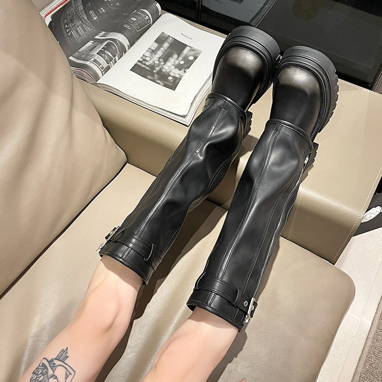 Knee Platform High Women Fashion Ladies Belt Buckle Knight Long Boots Autumn Winter Women's Thick Heel Shoes EU39-40