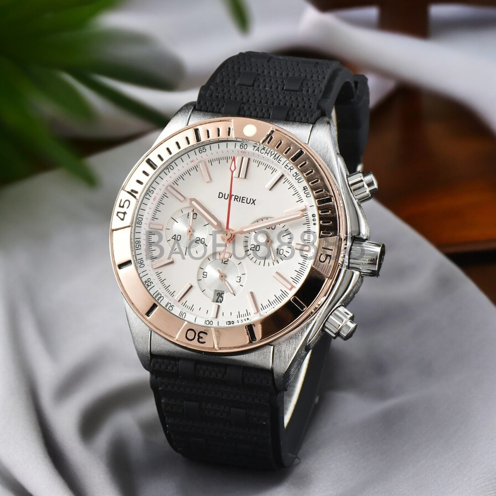 Business Luxury Watches for Men Popular Designer Full Function Hands Work Quartz Movement Daily Waterproof Rubber Strap Quartz Wristwatches Male Clocks for Gift