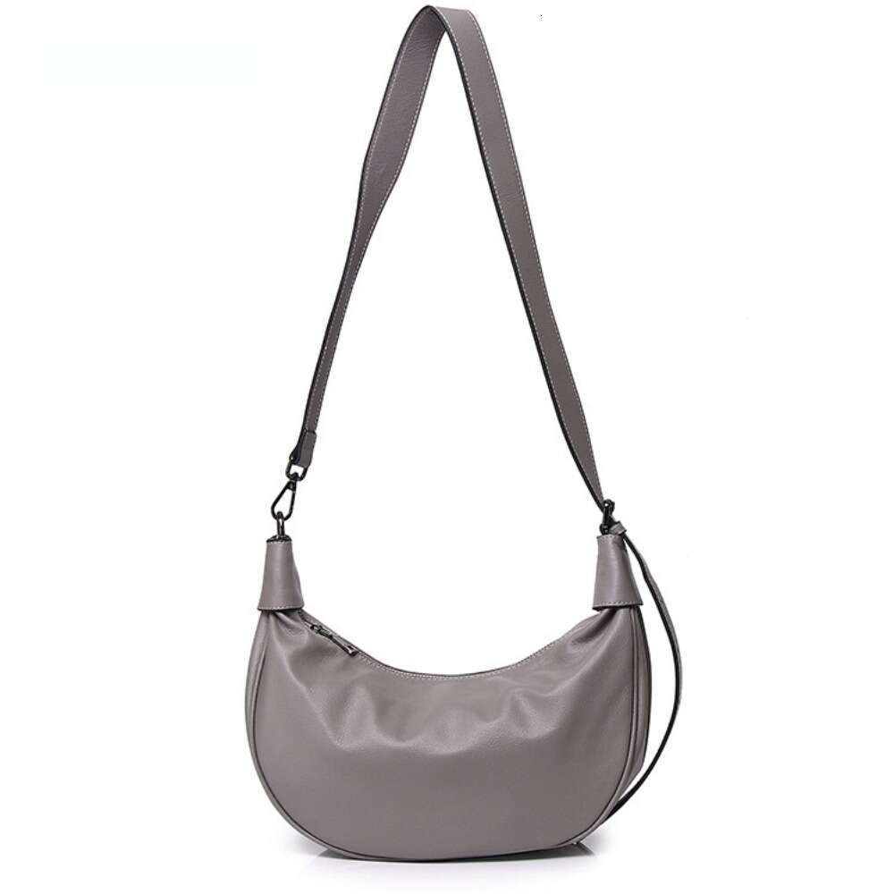Motingsome New Shoulder Hobos Bags Real Frist Layer Cowhide Minimalism Crossbody Half Moon Messenger Tote Lady Pouch
