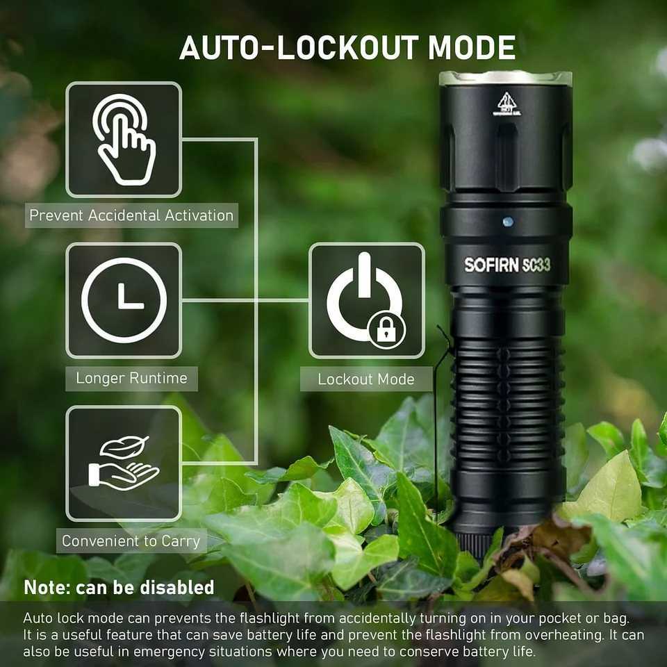 Sofirn SC33 LED Tactical Flashlight XHP70.3 HI 5200lm Powerful 21700 Type C Rechargeable Torch E-switch Outdoor Light Z241204