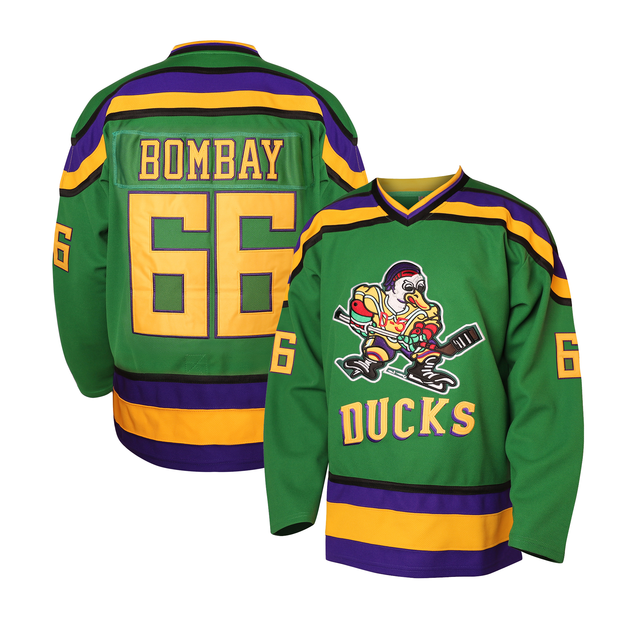 Men Youth Mighty Ducks Movie HOCKEY Jerseys 96 Charlie Conway 99 Adam Banks 33 Greg Goldberg Black Green Kids Embroidered Letter Number Design Polyest