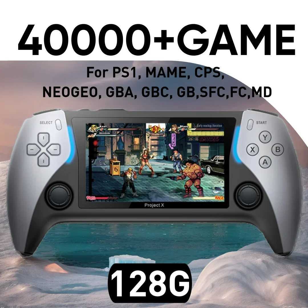 128G 40000+Games NEW Project X Portable Pocket Video Game Console 4.3 IPS Sn port PS1 Retro Gaming Dual Speaker StereoXJ241204