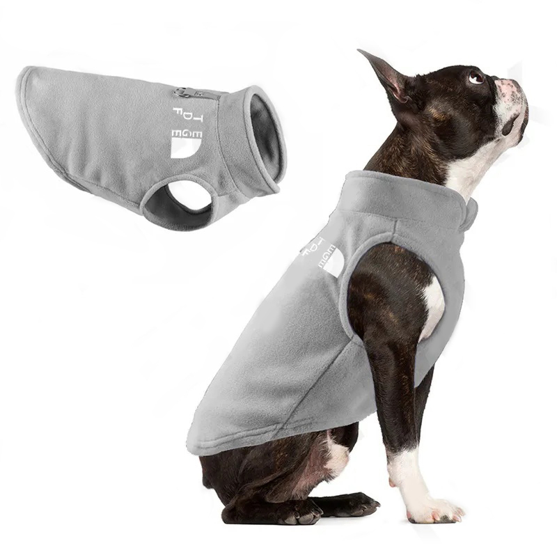 Designer Apparel Fleece Vest Dog Sweater Warm Pullover The Doggy Face Pet Jacket with O-Ring Leash Cold Weather Puppy Clothes for Small Dogs Boy or Gi