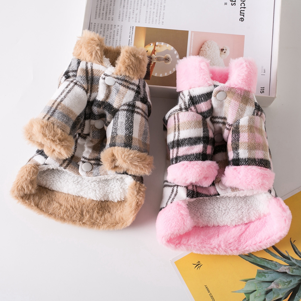 Winter Dog Warm Coat Windproof Fleece Pet Clothes Soft Thick Dog Jacket for Snow Rainy Cold Weather Plaid Design Vest Outfits