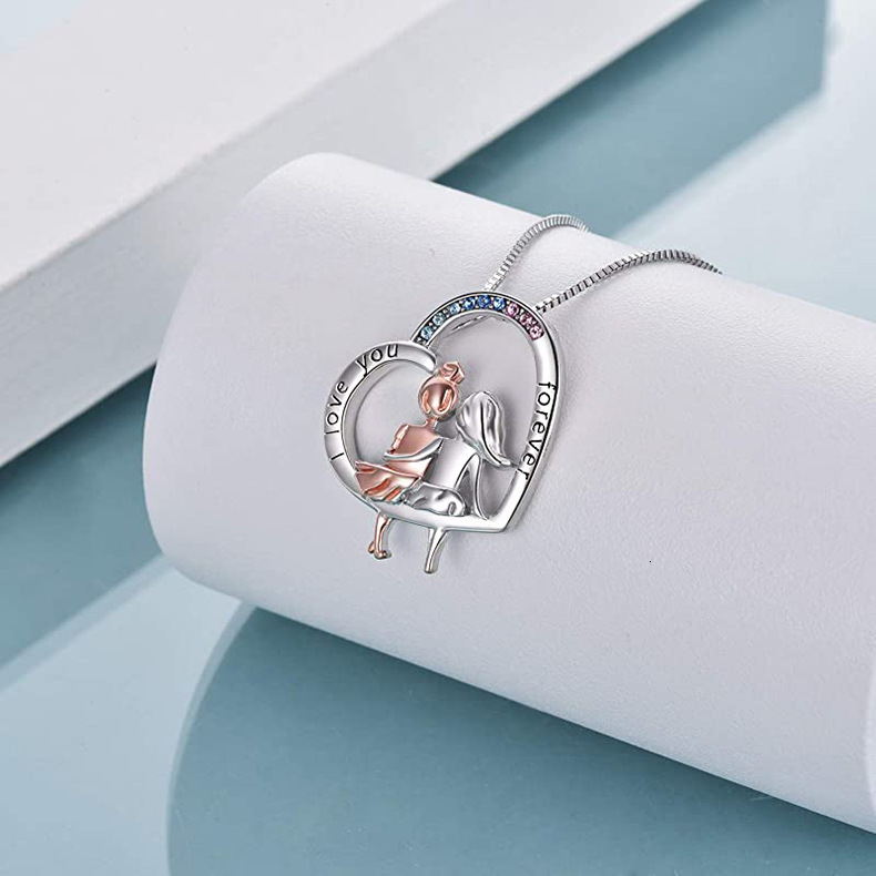 Cute Colorful Rhinestone Heart Always My Sister Necklace For Girls Friends Friendship Jewelry Gifts