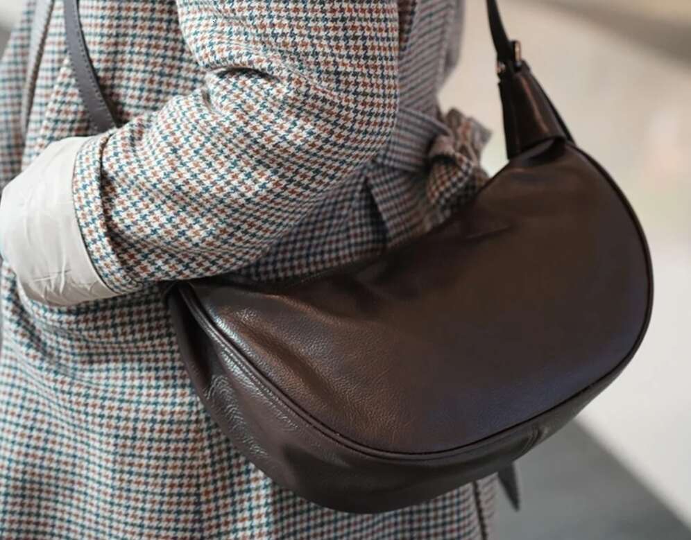 Motingsome New Shoulder Hobos Bags Real Frist Layer Cowhide Minimalism Crossbody Half Moon Messenger Tote Lady Pouch