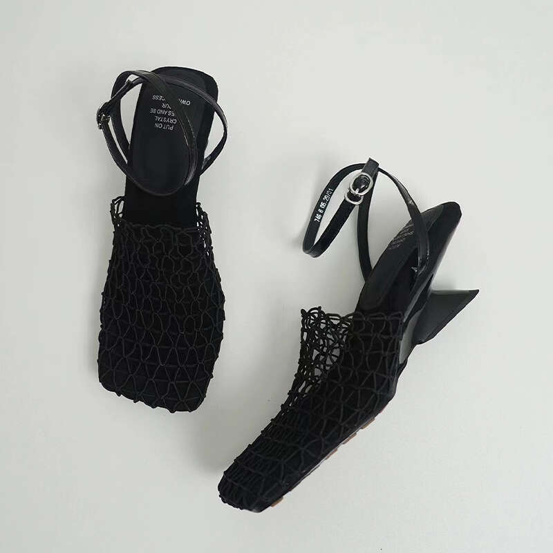 Designer Weave Women Sandals High Heels Square Toe Dress Summer Party Shoes Trend New Slippers Pumps atillas Mujer