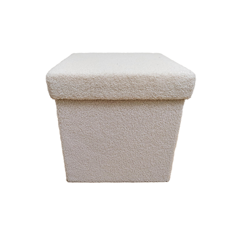 White plush storage stool (small) Convenient space saving