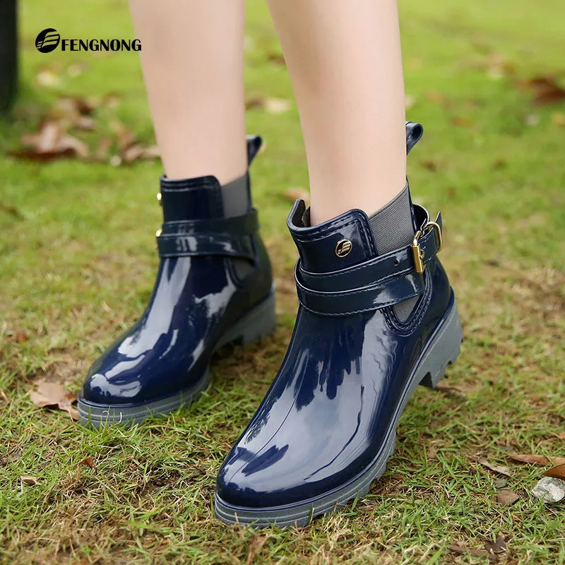 Women Pvc Rain Boots Ankle Waterproof Shoes Water Shoes Female Botas Rubber Short Rainboots winter boots 241204
