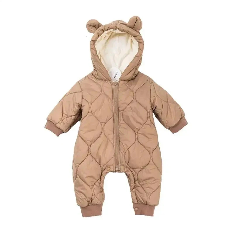 born Baby Romper Winter Thicken Cotton Jumpsuit Infant Onesie Fleece Lining Hooded Rompers for Boy Girl Clothes Kids Outfit 251023