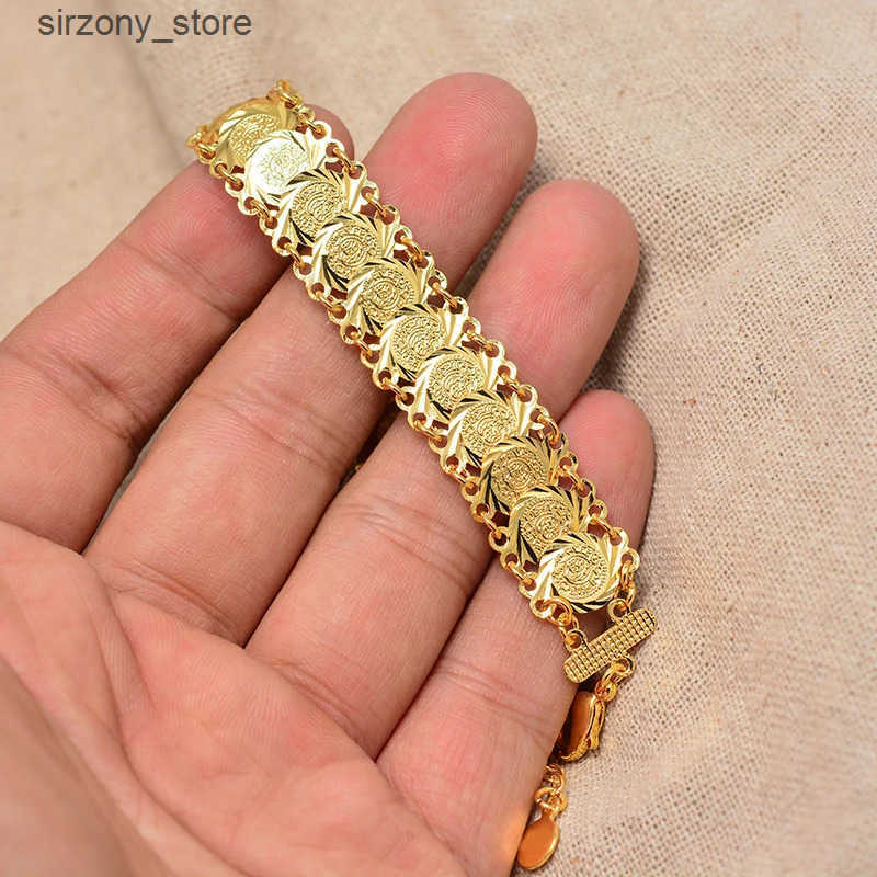 Bangle Gold colored coin bracelets and mens coin bracelets Islamic Muslim Arab Middle Eastern jewelry African gifts J241205