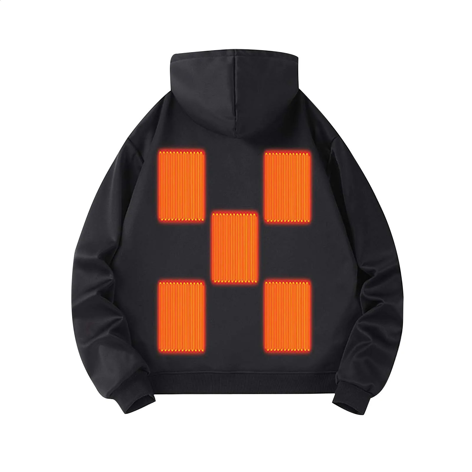 Mens winter warm hooded casual sports shirt USB hooded outdoor battery free electric heating cloth 241203