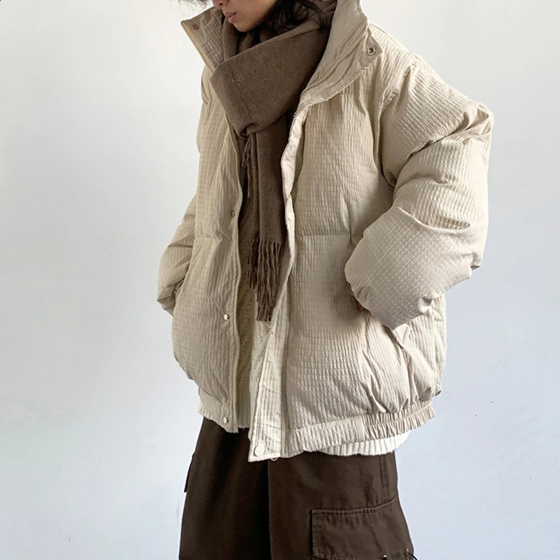 Korean Streetwear couple cotton padded jacket winter thick padded Kpop warm coat men Harajuku fashion leisure park 241202