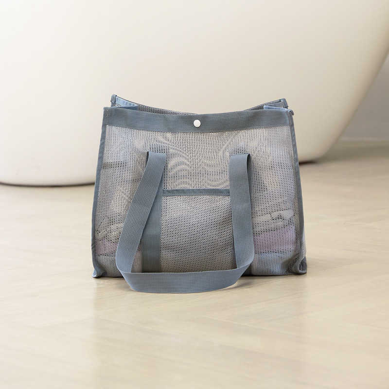 New Korean Style Beach Bag, Fashionable Mesh Hollowed Out Fitness Shoulder Bag, Leisure Swimming Bag, Travel Storage and Toiletries Bag