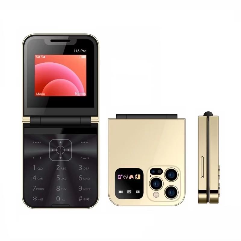 Original New i15 Pro Flip Cell Phone 2.4" Dual SIM Card 2G GSM Automatic Call Recording Bluetooth Foldable Button Mini Mobile Phones