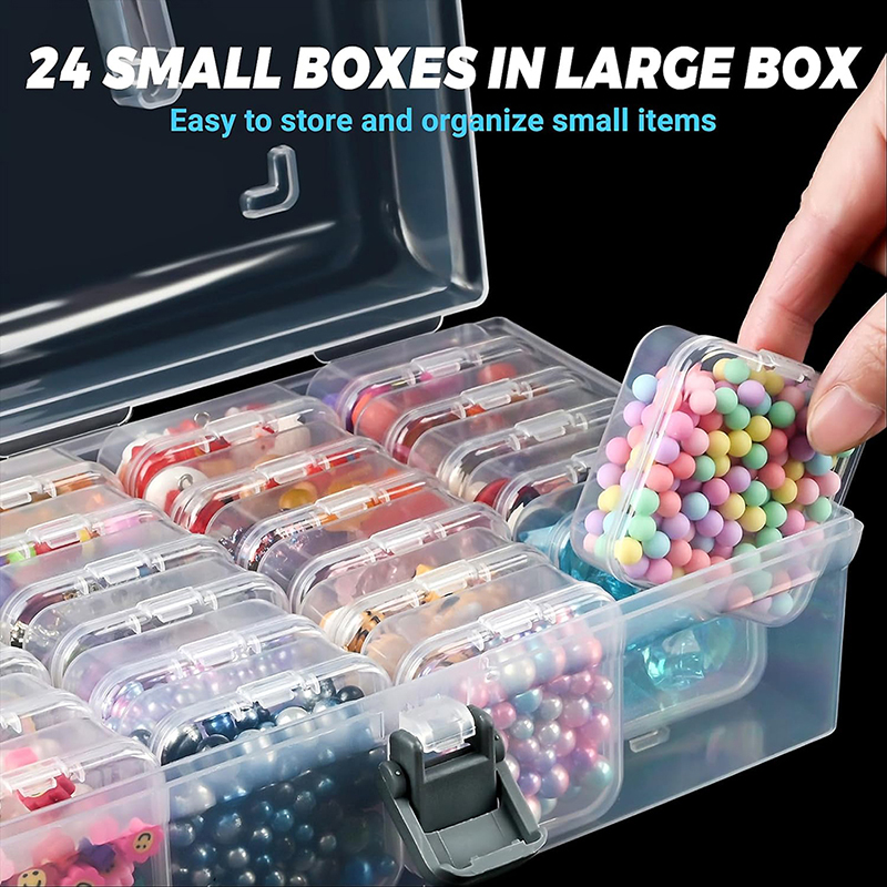 24 Lattice Transparent Storage Box Loose Beads Girls Jewelry Multi-functional Desktop Plastic Storage Box