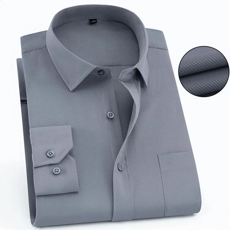 Plus Size 9XL 8XL 7XL Mens Business Casual Long Sleeved Shirt Classic Striped Male Social Dress Party Tuxedo Shirts White Blue 250206