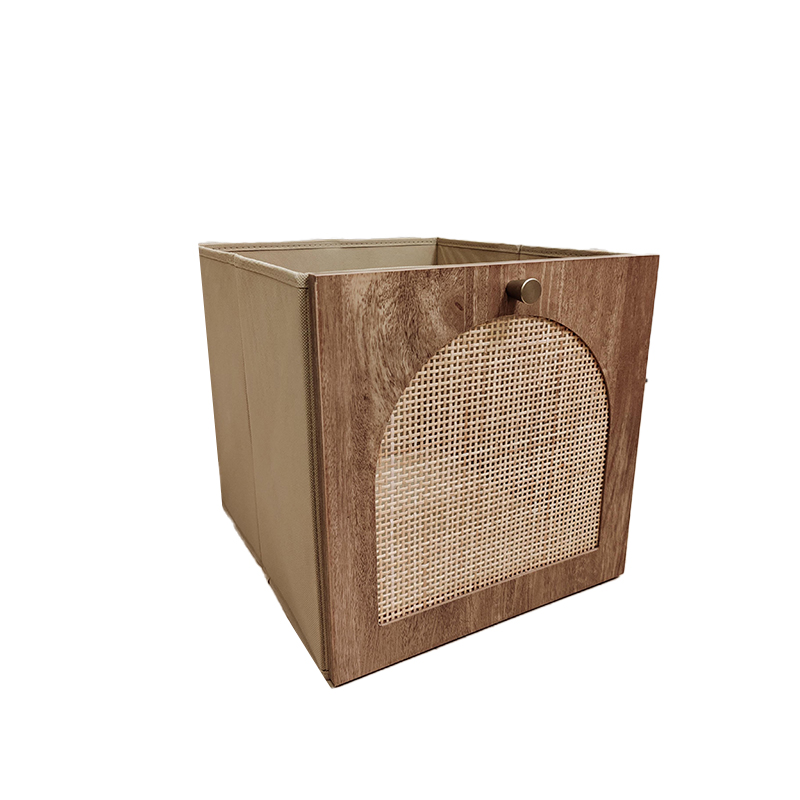 Arched Front Brown Wicker Storage Basket Compact and Easy-to-Fold Solution for Clothing and Sock Organization