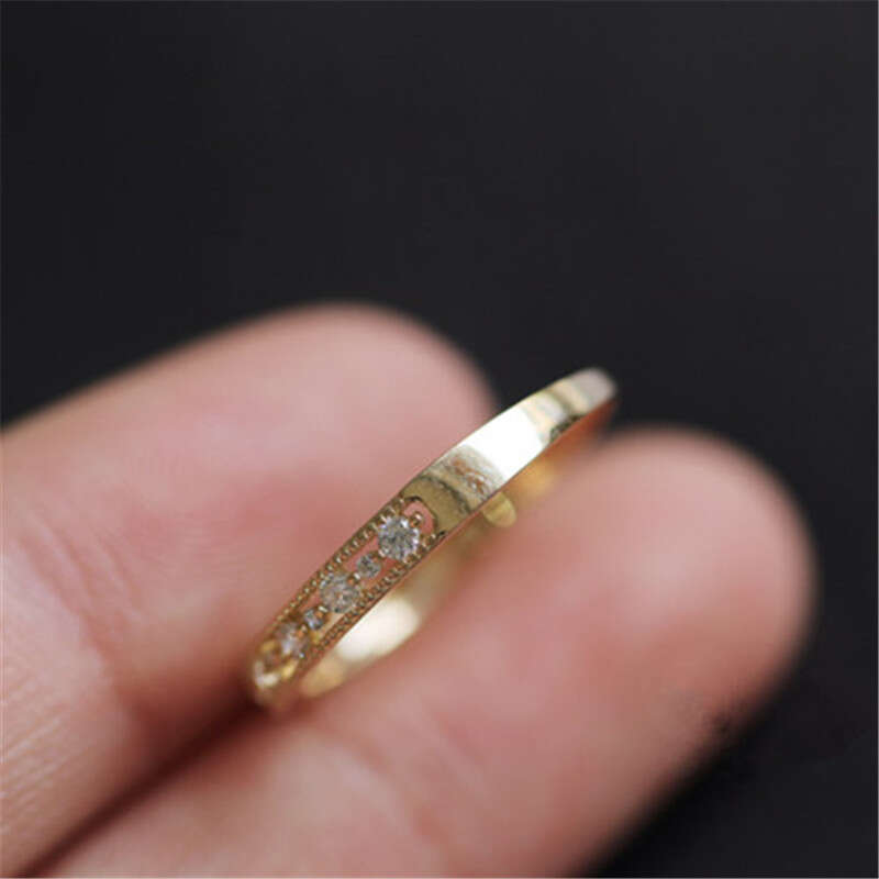 Sterling Silver 925 Plating 14k Gold Japanese Retro Simple Crystal Hollow Ring Women Light Luxury Party Jewelry Accessories