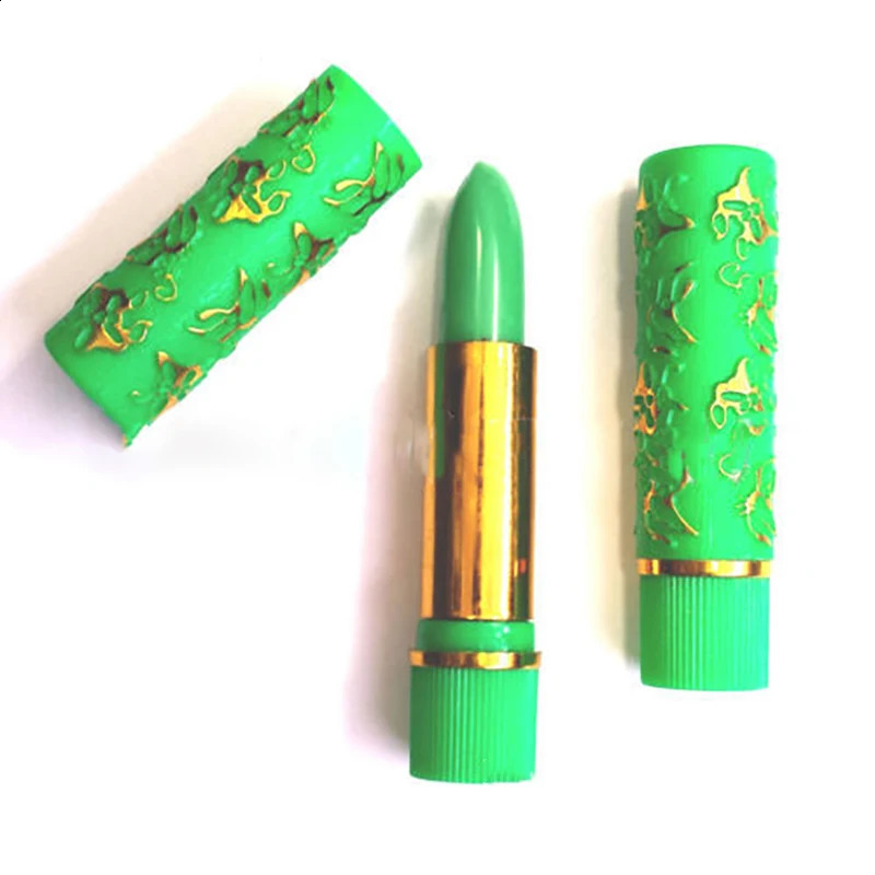 6PCSBOX Dark Green Magic Spotting Lipgloss Lipstick Long Lasting Lip Liner Butterfly Green Lipstick Cosmetics Makeup Maquiagem 241204