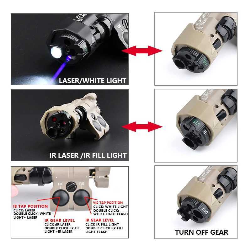 WADSN New Upgraded MAWL-C Tactical Air Gun Nylon Plastic CNC LED Aiming MAWL Red Dot Green Blue Hunting Weapon Light Infrared LaserW241204