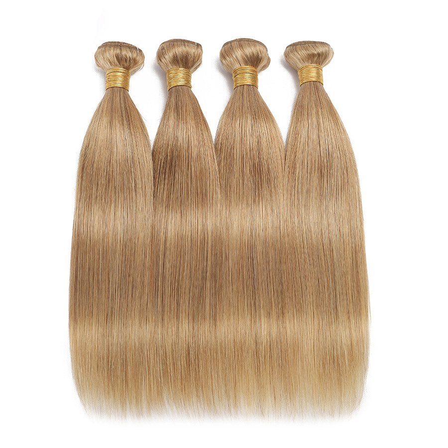 Peruvian Indian Malaysian 100% Human Hair 27# Color 3 Bundles Hair Wefts 10-26inch Light Brown Hair Extensions Straight