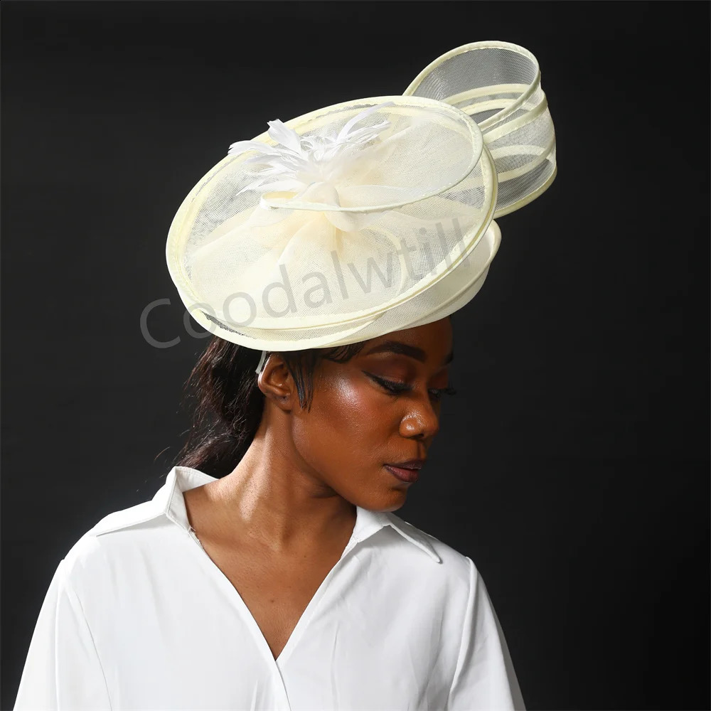 Mesh Tea Party Charm Hat Womens Church Ocn Chapeau Hat Derby Event Headwear Bridal Wedding Millionaire Hat 241203
