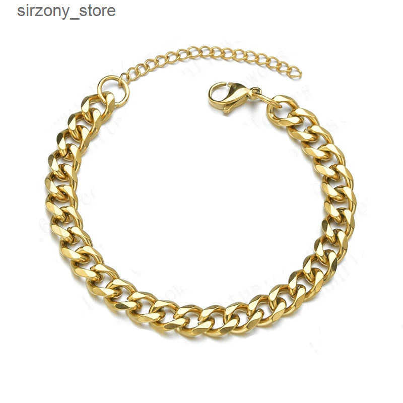 Bangle Hiphat stainless steel curly Cuban chain bracelet for men simple gold chain bracelet for men unisex watch jewelry bracelet gift J241205