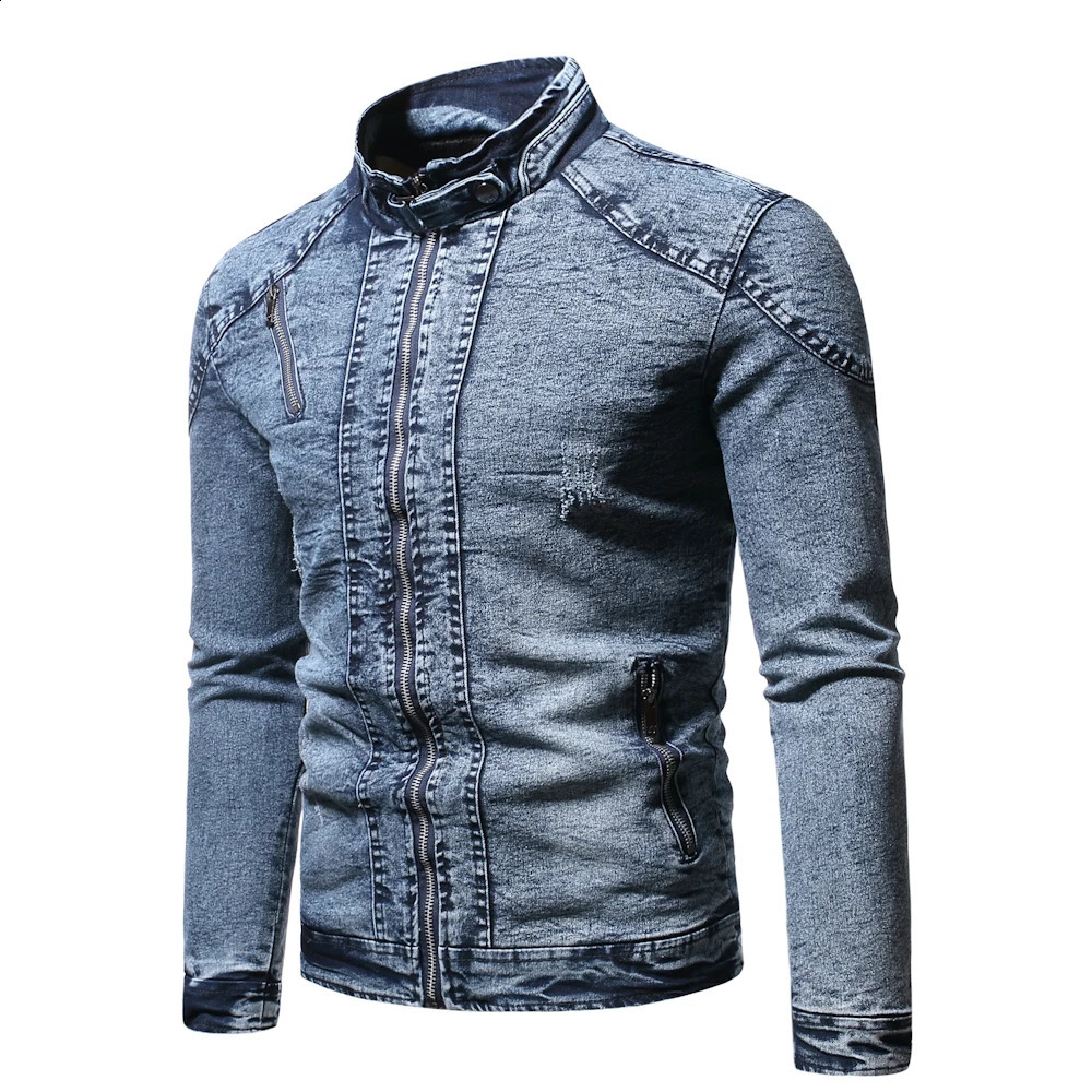 Fashion spring casual jacket mens velvet street clothing denim jacket rack collar denim jacket mens slim fit jacket 241203