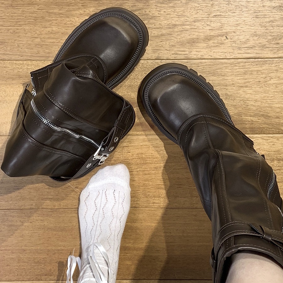 Knee Platform High Women Fashion Ladies Belt Buckle Knight Long Boots Autumn Winter Women's Thick Heel Shoes EU39-40