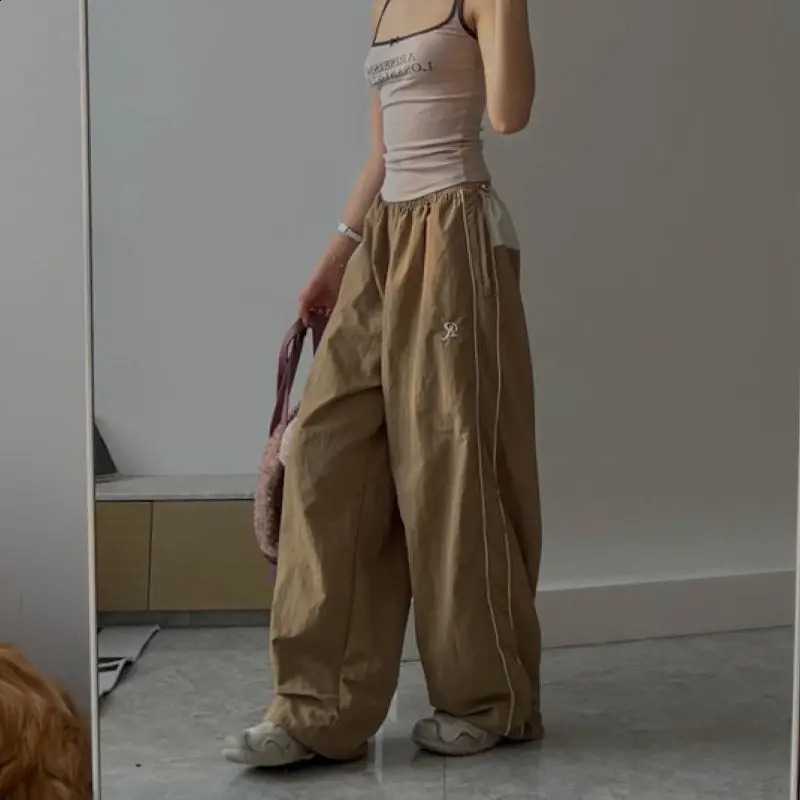 Deeptown Y2k Retro Womens Cargo Pants with Large Splicing Work Korean Fashion Street Clothing Harajuku Trousers Baggy Hip Hop Sports Pants 241203