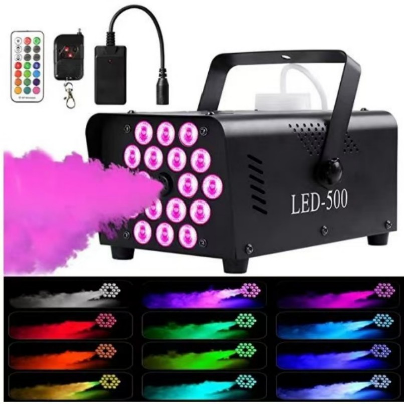 8/18 LED Wireless Remote Control Fogger Machine 500W DJ Party Stage Effect Light Smoke Machine For Christmas Party Halloween