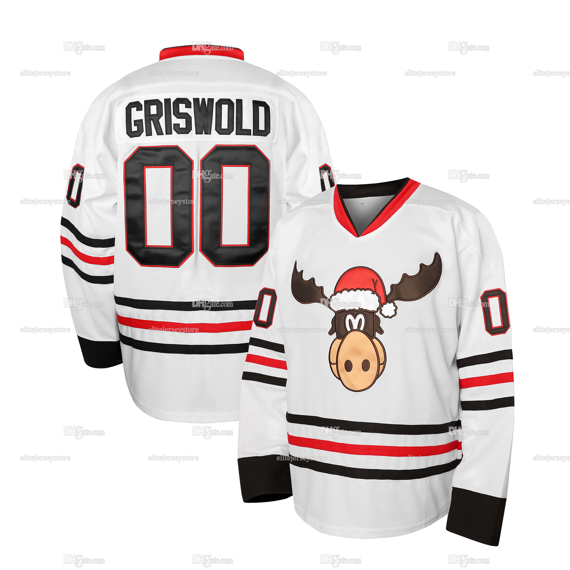 In stock 00 Griswold Hockey Jersey White Red Black Christmas Gift 100% Stitched Fast Shipping Embroidered Letter Number Design Christmas Vacation Hock