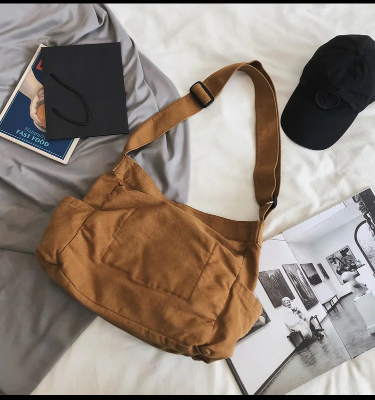 Womens Messenger Bag Vintage Handbag Canvas Teenager Shoulder Tote Bags Casual Handbag Crossbody Handbags 250207ww