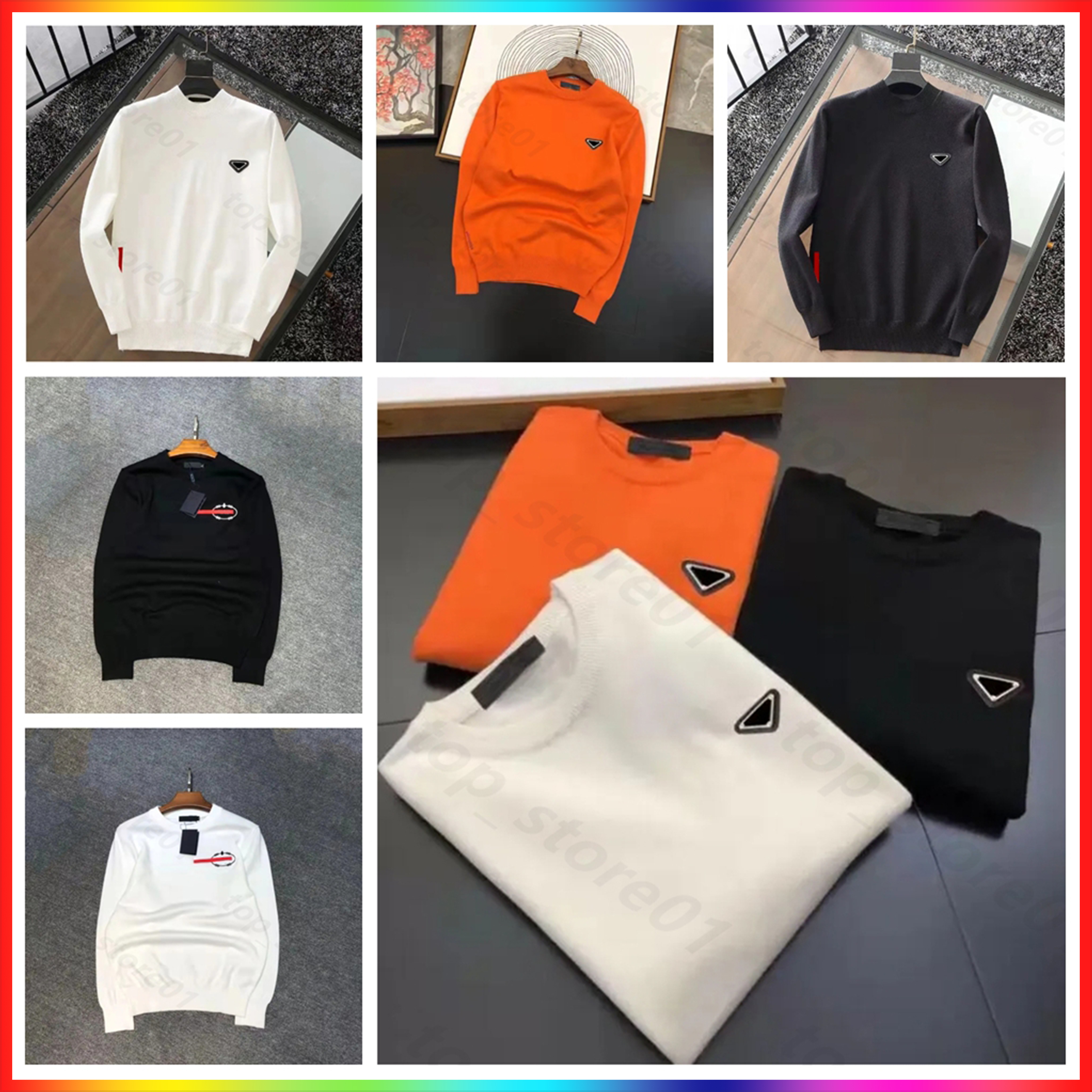 5A Designer Mens Sweaters solid color Wool With Letters Pattern Colorful Round Neck Sweatshirts Knits Long Sleeevs Unisex Outwears Warm Tops Man Sweater Size M-3XL 01