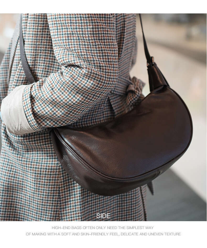 Motingsome New Shoulder Hobos Bags Real Frist Layer Cowhide Minimalism Crossbody Half Moon Messenger Tote Lady Pouch