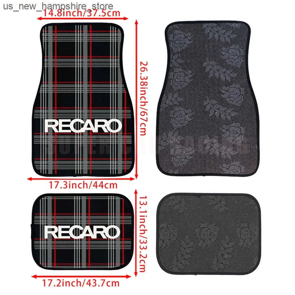 Floor Mats Carpets 4Pcs Non Slip Recaro Fabric Mat Carpet Anti-Slip Plush Floor Mats Car Mats Pad Protector Car Accessories Decoration J241204