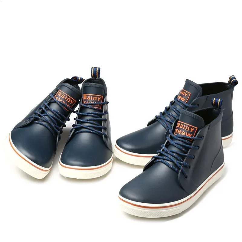 Outdoor Casual Rain Boots Men Rubber Shoes Ankle Rainboots Comfort Slip on Fishing Shoes Men Waterproof Work Boots Couple Shoes 241204