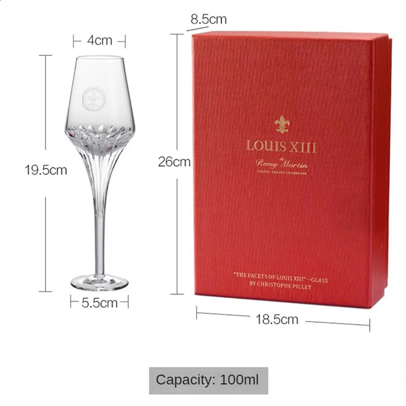 100ML Light Retro Red Wine Glasses Business Gift Box Set Crystal Glass Whiskey Champagne Glass Transparent Light Glass 241204