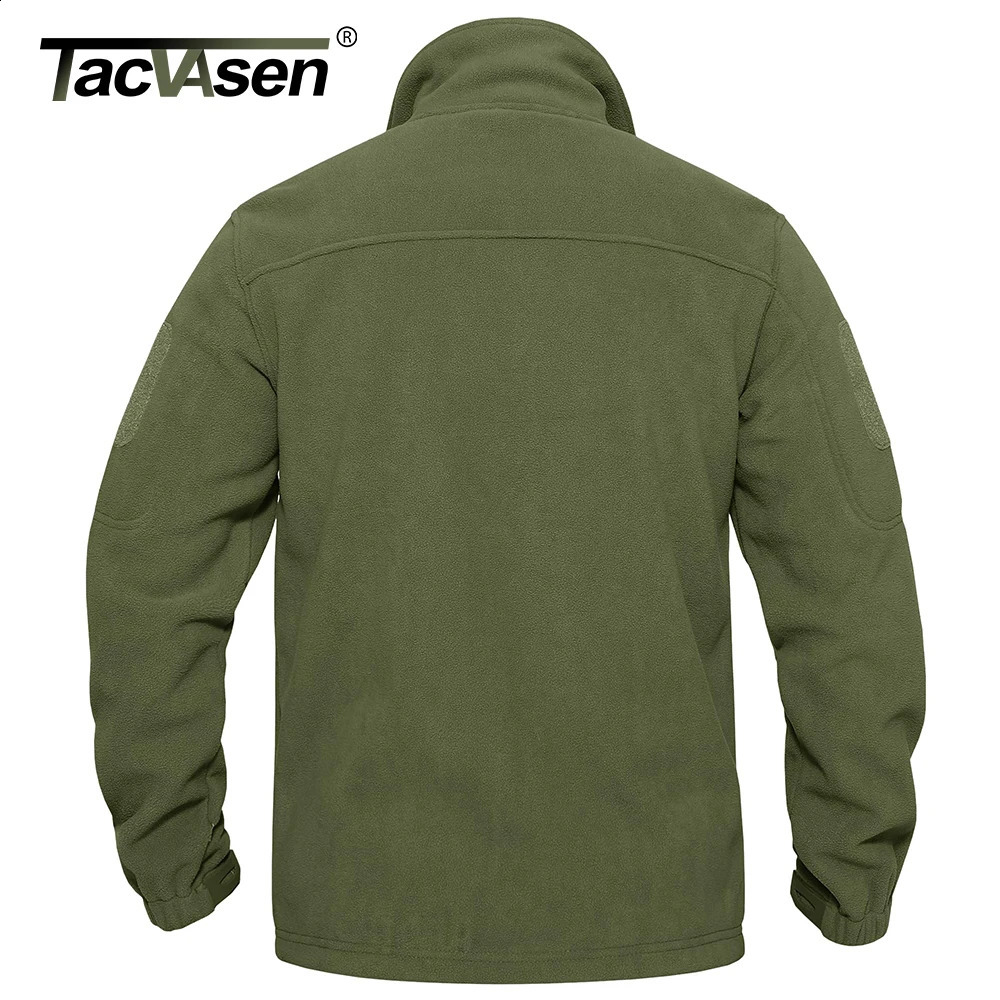 TACVASEN Mens Wool Jacket Soft Windproof Full Zipper Jacket with Multiple Zipper Pockets for Hiking Outdoor Work Windproof 241203