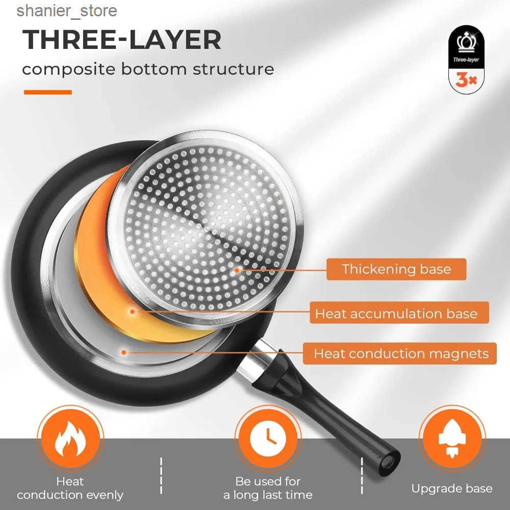 Pans 10 piece kitchenware set ceramic tick free soup pot milk pot and frying pan set copper aluminum pot with lid L240910