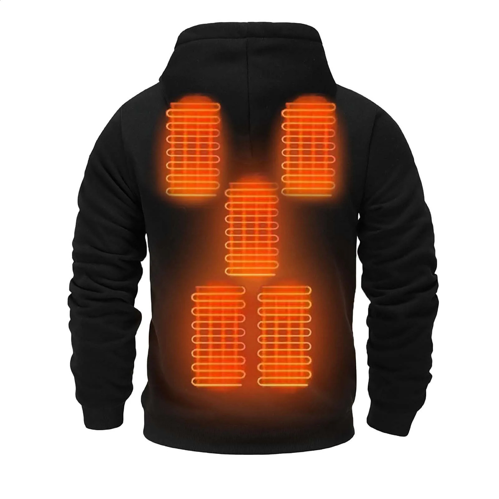 Winter thick and warm hooded USB casual hooded sweatshirt no battery solid color zipper with pocket suitable for men and women 241203