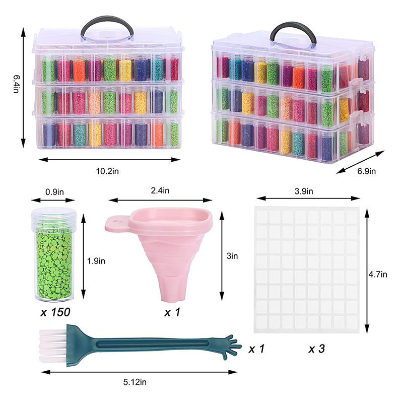 Manufacturer Direct Sales Round Bottle Storage Box Transparent Plastic Diamond Painting Rice Beads Jewelry Storage Box