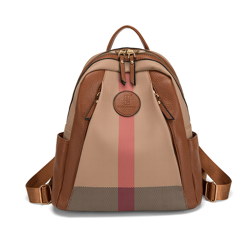 New trend French plaid printed backpack designer multifunctional casual women s backpack trendy leisure crossbody bag