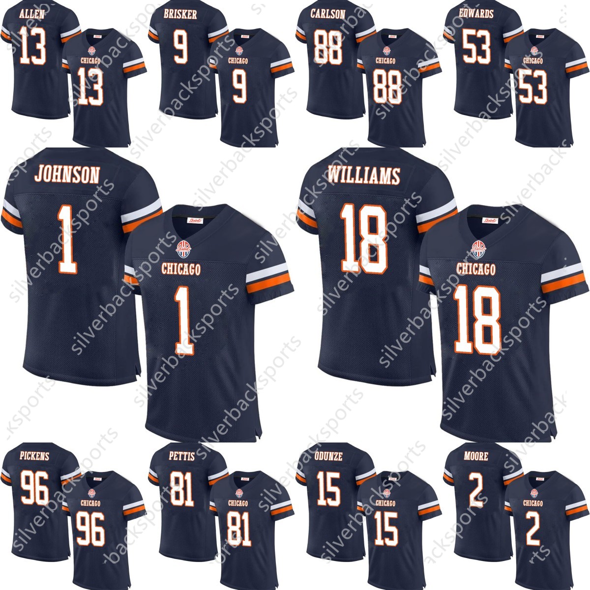 18 Williams Jaylon Johnson Football Jerseys Rome Odunze DJ Moore Jaquan Brisker Darnell Wright Cole Kmet Devin Hester Walter Payton Montez Sweat Keena