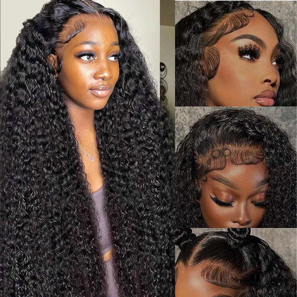 13x4 Deep Wave Lace Front Brazilian Kinky Curly Highilght Blonde Colored Simulation Human hair Wig cheaper Synthetic Heat Resistant Wig For Women Body